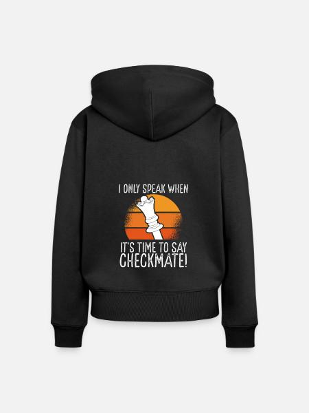 Ich Spreche Nur Schachmatt - Frauen Premium Bio Zip Hoodie - Schwarz