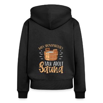 Parlez du sauna - Sweat à capuche zippé Premium bio Femme - noir - Dos - Julia (174cm)