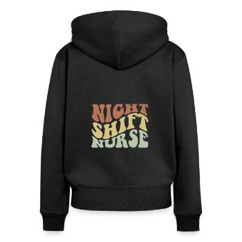 Infirmière de nuit Bunt - Sweat à capuche zippé Premium bio Femme - noir - Dos - Julia (174cm)