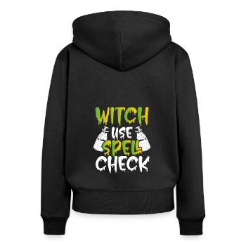 Hexe benutzt Zauber - Frauen Premium Bio Zip Hoodie - Schwarz - Hinten - Julia (174cm)