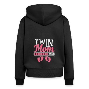 Twin mother year 2023 is loading - Women's Premium Organic Zip Hoodie - black - Back - Julia (174cm)