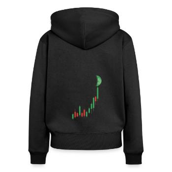 Grünes Krypto diagramm - Frauen Premium Bio Zip Hoodie - Schwarz - Hinten - Julia (174cm)
