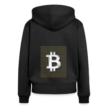 Green and Red Bitcoin - Women's Premium Organic Zip Hoodie - black - Back - Julia (174cm)