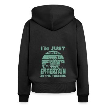 Disc Golf Spruch - Frauen Premium Bio Zip Hoodie - Schwarz - Hinten - Julia (174cm)