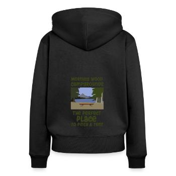 Camping slogan camping - Sweat à capuche zippé Premium bio Femme - noir - Dos - Julia (174cm)