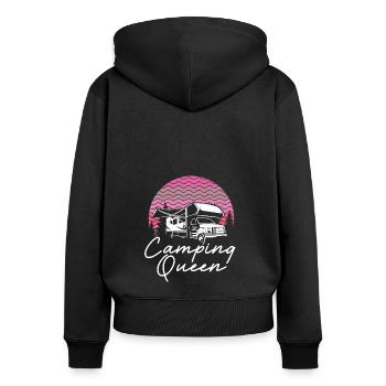Camping Queen - Women's Premium Organic Zip Hoodie - black - Back - Julia (174cm)