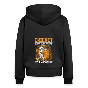 Le cricket est un mode de vie - Sweat à capuche zippé Premium bio Femme - noir - Dos - Julia (174cm)