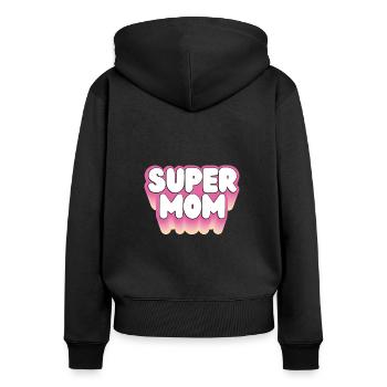 Super Mama rose - Sweat à capuche zippé Premium bio Femme - noir - Dos - Julia (174cm)