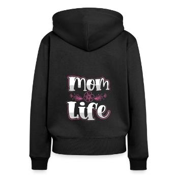 Maman Life - Sweat à capuche zippé Premium bio Femme - noir - Dos - Julia (174cm)