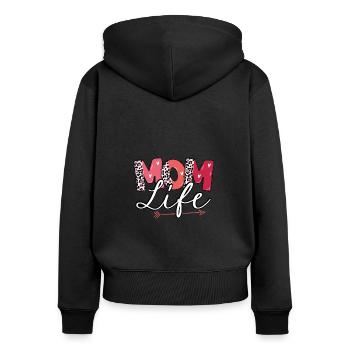 Douce vie de maman - Sweat à capuche zippé Premium bio Femme - noir - Dos - Julia (174cm)