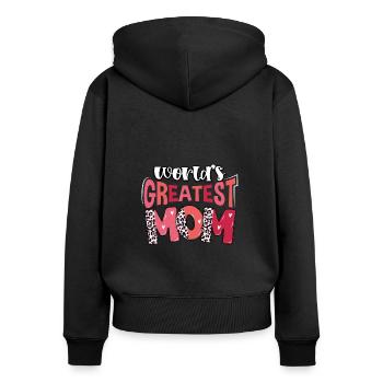 La plus grande mère du monde - Sweat à capuche zippé Premium bio Femme - noir - Dos - Julia (174cm)