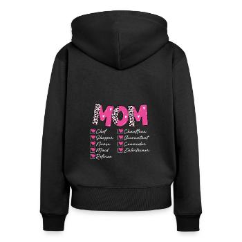 Mama jobs - Frauen Premium Bio Zip Hoodie - Schwarz - Hinten - Julia (174cm)