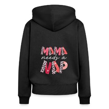 Mama Braucht Ein Nickerchen - Frauen Premium Bio Zip Hoodie - Schwarz - Hinten - Julia (174cm)
