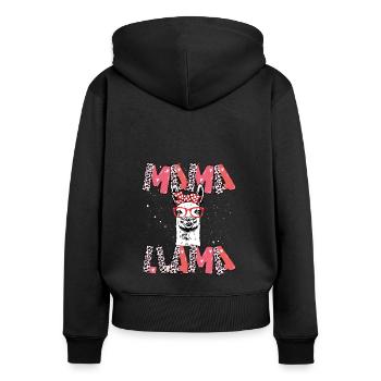 Mama Lama Mit Brille - Frauen Premium Bio Zip Hoodie - Schwarz - Hinten - Julia (174cm)