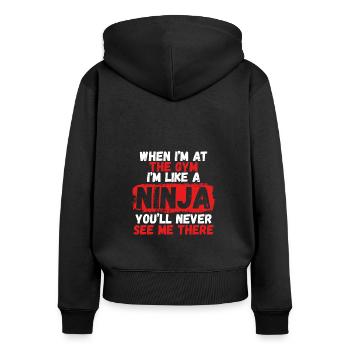 Fitnessstudio ninja - Frauen Premium Bio Zip Hoodie - Schwarz - Hinten - Julia (174cm)