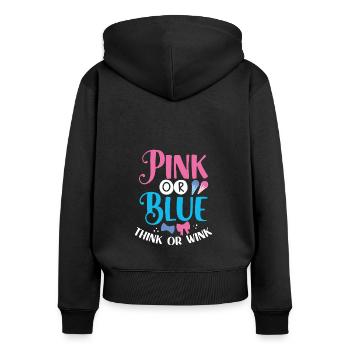 Rosa Oder Blau Denken Oder Zwinkern - Frauen Premium Bio Zip Hoodie - Schwarz - Hinten - Julia (174cm)