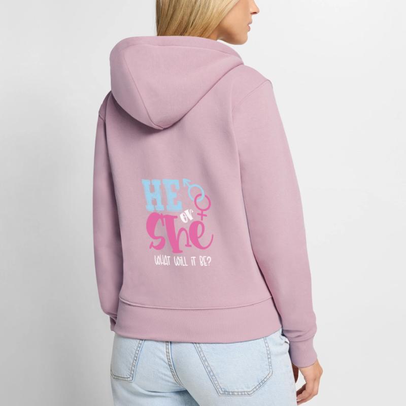 Er Oder Sie, Was Wird Es Sein? Frauen Premium Bio Zip Hoodie