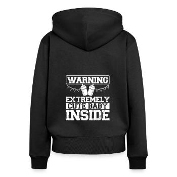 Warnung Süßes Baby Drinnen - Frauen Premium Bio Zip Hoodie - Schwarz - Hinten - Julia (174cm)