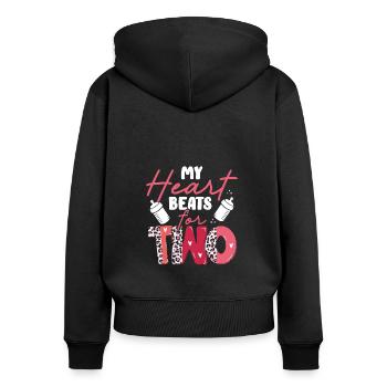 My heart beats for two - Women's Premium Organic Zip Hoodie - black - Back - Julia (174cm)