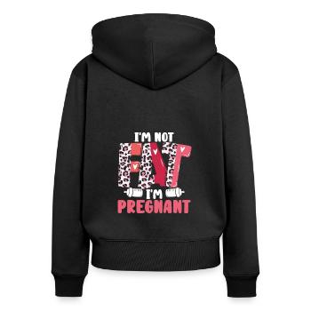 Ich Bin Nicht Dick, Ich Bin Schwanger - Frauen Premium Bio Zip Hoodie - Schwarz - Hinten - Julia (174cm)