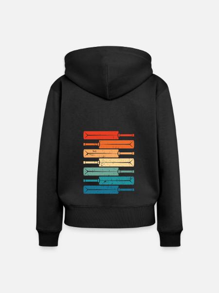 Bunte Cricketschläger - Frauen Premium Bio Zip Hoodie - Schwarz