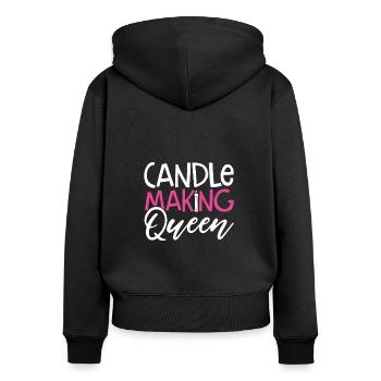 Queen of candle making - Women's Premium Organic Zip Hoodie - black - Back - Julia (174cm)