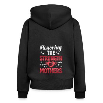 La force des mères - Sweat à capuche zippé Premium bio Femme - noir - Dos - Julia (174cm)