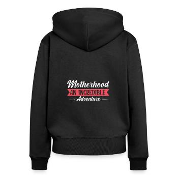 La maternité : une - Sweat à capuche zippé Premium bio Femme - noir - Dos - Julia (174cm)