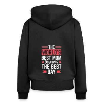La meilleure mère du monde mérite le - Sweat à capuche zippé Premium bio Femme - noir - Dos - Julia (174cm)