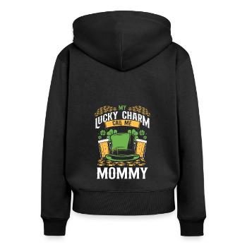 Good luck charm, call me mom - Women's Premium Organic Zip Hoodie - black - Back - Julia (174cm)