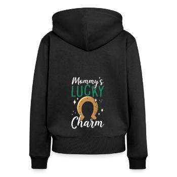 Mama Lucky Charm - Women's Premium Organic Zip Hoodie - black - Back - Julia (174cm)
