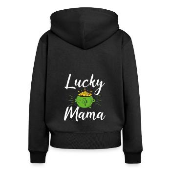 Happy mom - Women's Premium Organic Zip Hoodie - black - Back - Julia (174cm)