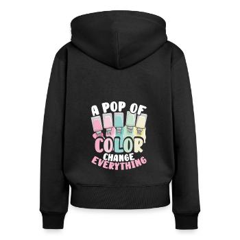 A splash of color changes everything - Women's Premium Organic Zip Hoodie - black - Back - Julia (174cm)