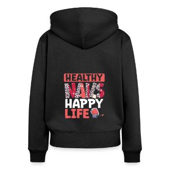 Gesunde Nägel, Glückliches Leben - Frauen Premium Bio Zip Hoodie - Schwarz - Hinten - Julia (174cm)