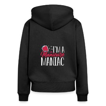 Je suis une folle de manucure - Sweat à capuche zippé Premium bio Femme - noir - Dos - Julia (174cm)