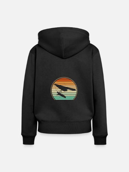 Drachenfliegen Retro Sonne - Frauen Premium Bio Zip Hoodie - Schwarz