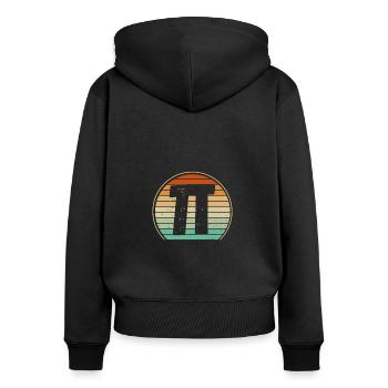 Pi Rétro Coucher de soleil - Sweat à capuche zippé Premium bio Femme - noir - Dos - Julia (174cm)