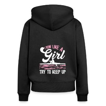 I row like a girl - Women's Premium Organic Zip Hoodie - black - Back - Julia (174cm)
