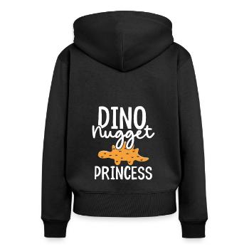 Dino nugget Prinzessin - Frauen Premium Bio Zip Hoodie - Schwarz - Hinten - Julia (174cm)