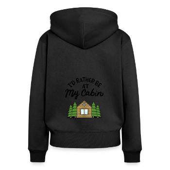 Cabane de camping Forêt - Sweat à capuche zippé Premium bio Femme - noir - Dos - Julia (174cm)