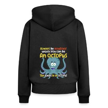 Soyez une pieuvre - Fun Octopus Design - Sweat à capuche zippé Premium bio Femme - noir - Dos - Julia (174cm)