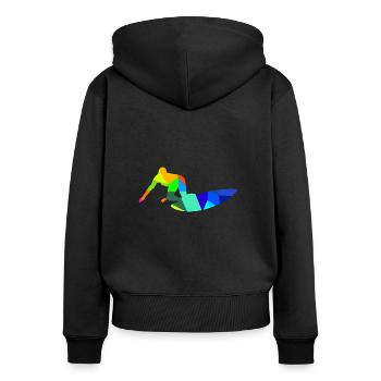 Colorful Rainbow Surfer Surfing Sports - Women's Premium Organic Zip Hoodie - black - Back - Julia (174cm)