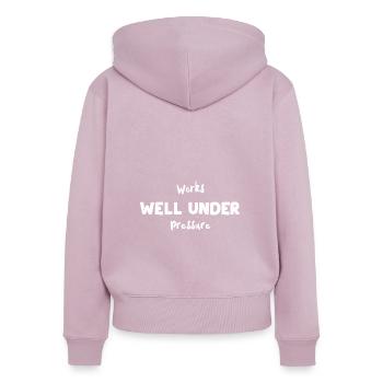 Fonctionne bien sous pression - Plongée - Sweat à capuche zippé Premium bio Femme - rose poudré - Dos - Julia (174cm)