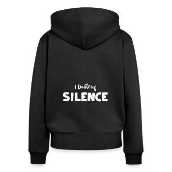 I Destroy Silence - Drums - Frauen Premium Bio Zip Hoodie - Schwarz - Hinten - Julia (174cm)