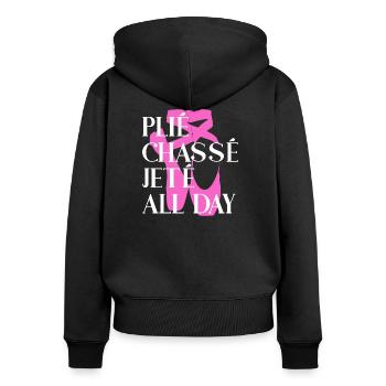 Plié Chassé Jeté TOUTE LA JOURNÉE - Ballet - Sweat à capuche zippé Premium bio Femme - noir - Dos - Julia (174cm)