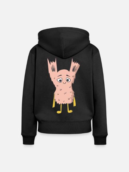 Rosa Monster - Frauen Premium Bio Zip Hoodie - Schwarz