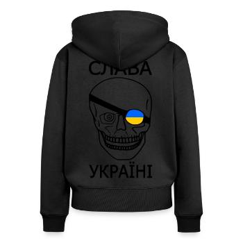 Slava ukraini - Frauen Premium Bio Zip Hoodie - Schwarz - Hinten - Julia (174cm)