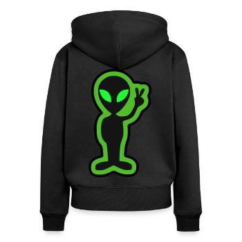 Außerirdischer - Frauen Premium Bio Zip Hoodie - Schwarz - Hinten - Julia (174cm)