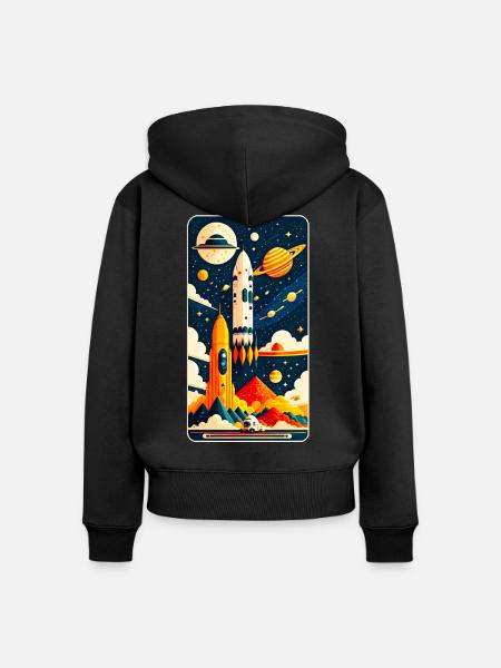 Space - Frauen Premium Bio Zip Hoodie - Schwarz