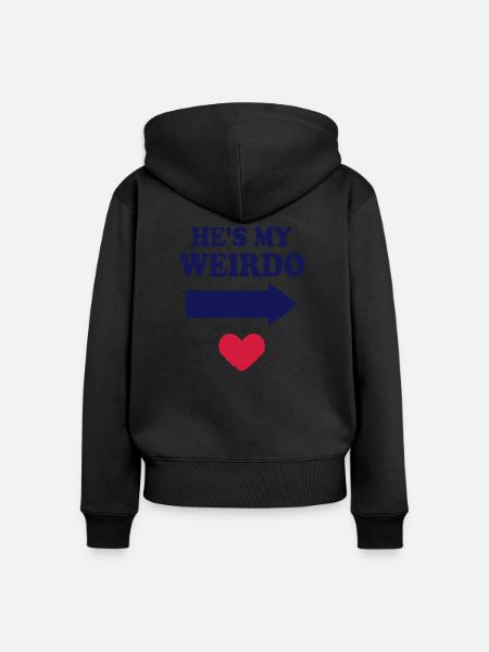 ICH LIEBE MEINEN WEIRDO - Frauen Premium Bio Zip Hoodie - Schwarz